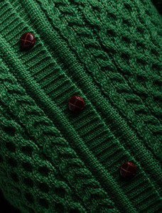 Merino Cable Knit Lumber Cardigan - Kiwi