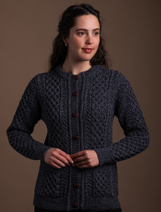 Merino Cable Knit Lumber Cardigan - Slate Grey