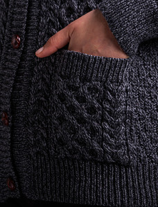 Merino Cable Knit Lumber Cardigan - Slate Grey