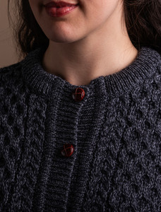 Merino Cable Knit Lumber Cardigan - Slate Grey