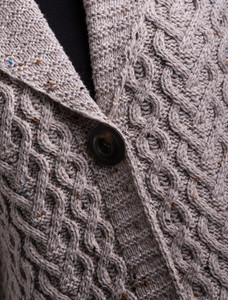 One Button Aran Cardigan - Oatmeal