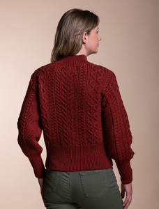 Women's Merino Wool Aran Cable Cardigan - Sienna