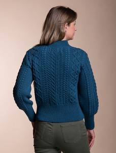 Women's Merino Wool Aran Cable Cardigan - Bermuda,2