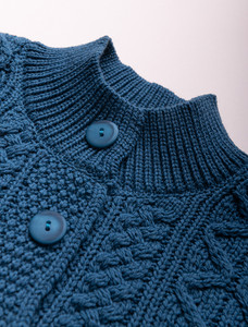 Women's Merino Wool Aran Cable Cardigan - Bermuda