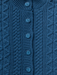 Women's Merino Wool Aran Cable Cardigan - Bermuda