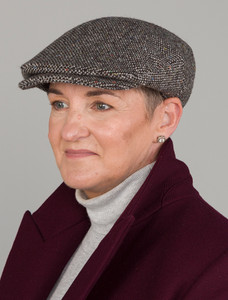 Ladies Vintage Tweed Flat Cap - Grey Salt & Pepper