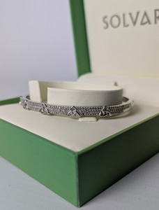 Rhodium Crystal Trinity Knot Bangle