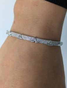 Rhodium Crystal Trinity Knot Bangle
