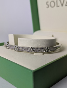 Rhodium Crystal Trinity Knot Bangle