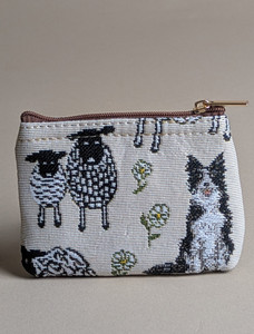 Tapestry Zip Coin Purse Sheep & Dog