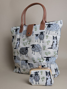 Sheep & Collie Tapestry Foldaway Bag & Purse Set