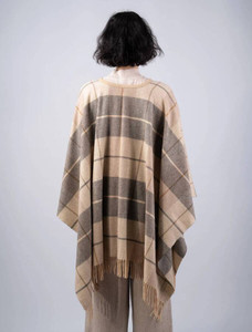 Women's Lambswool Brat Shawl - Neutral check