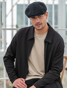 Men's Black Linen 8-Panel Cap
