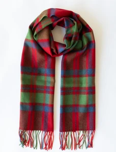 Merino Luxury Wool Plaid Scarf - Red Green & Blue