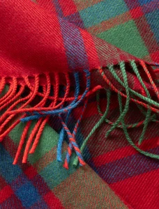 Merino Luxury Wool Plaid Scarf - Red Green & Blue