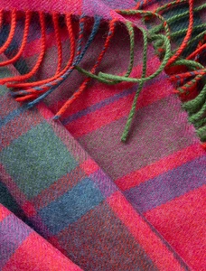 Fine Merino Plaid Scarf - Pink Slate and Navy