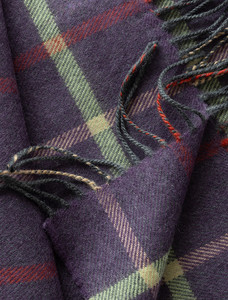 Fine Merino Plaid Scarf - Purple, Pink & Green