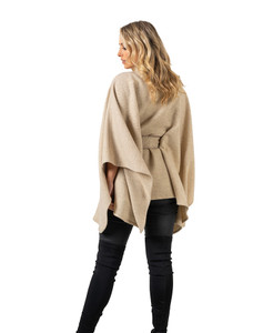 Pure New Wool Belted Cape – Natural 