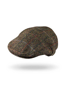 Irish Tweed Cap - Dark Green Black Herringbone