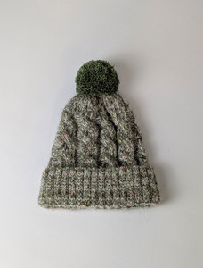 Aran Mohair Cable Hat - Green