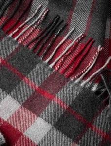 Merino Luxury Wool Scarf - Charcoal Red White