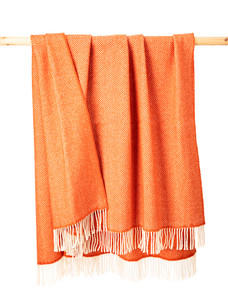 Merino Wool Cashmere Throw - Orange Bronze