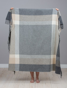 Cashmere and Lambswool Throw - Downpatrick Grey Herringbone