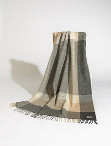 Cashmere and Lambswool Throw - Downpatrick Grey Herringbone