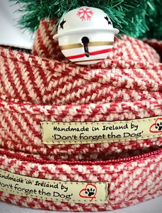 Tweed Wool Dog Lead - Candy Stripe