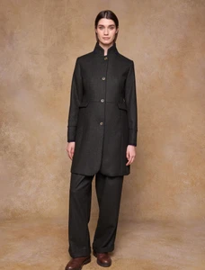  Pamela Tweed Coat - Green Herringbone