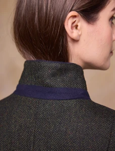  Pamela Tweed Coat - Green Herringbone