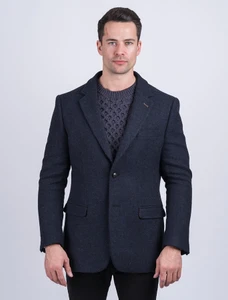 Ryan Dark Navy Classic Fit Tweed Jacket And Blazer