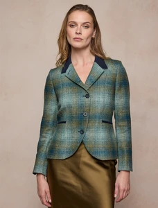 Sasha Tweed Blazer - Ocean Check