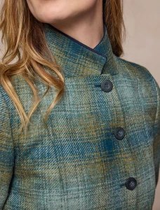 Sasha Tweed Blazer - Ocean Check