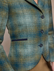 Sasha Tweed Blazer - Ocean Check