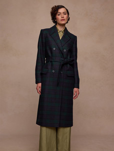 Clodagh Wool Coat - Green Tartan
