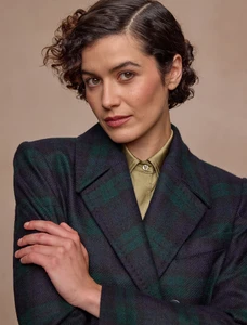 Clodagh Wool Coat - Green Tartan
