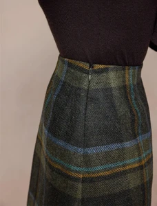 Barbara Tweed Skirt - Emerald Check
