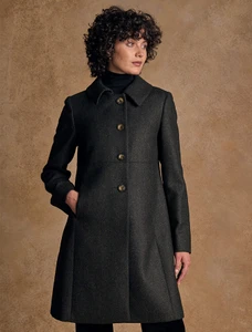 Aimee Tweed Coat - Green Herringbone 