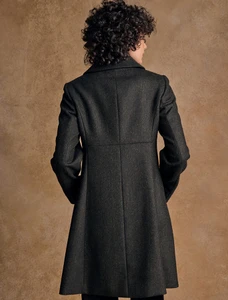 Aimee Tweed Coat - Green Herringbone 