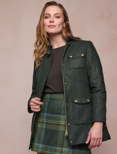 Meave Tweed Jacket - Green Herringbone
