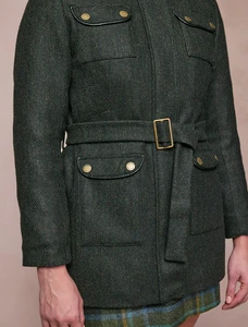 Meave Tweed Jacket - Green Herringbone