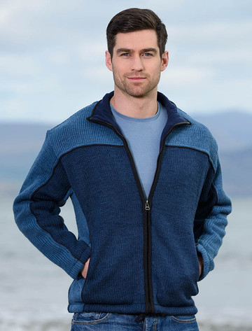 Men's Fleece Lined Wool Jacket - Blue