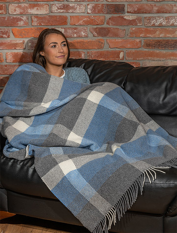 Cashmere Wool Throw - Silver Sky White