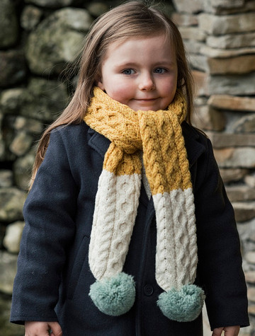Children's Merino Knitted Scarf With Mint Pompom