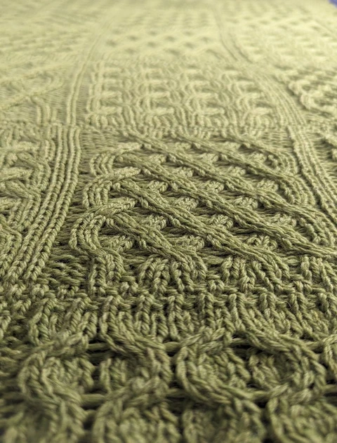 Luxury Merino Patchwork Throw - color: Grass; type: Macro, Detail