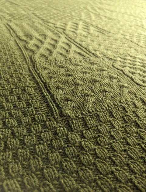 Luxury Merino Patchwork Throw - color: Grass; type: Macro, Detail