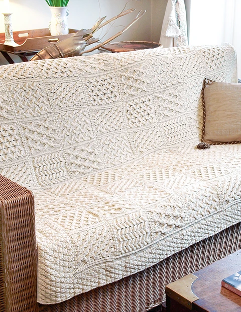 Luxury Merino Patchwork Throw - color: Natural White; type: Front