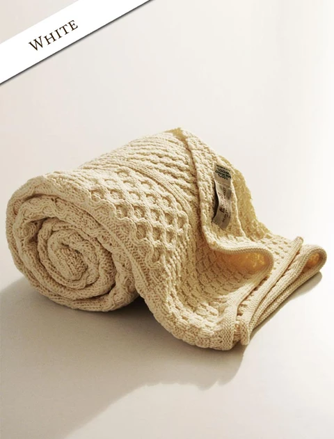 Luxury Merino Patchwork Throw - color: Natural White; type: Isolated