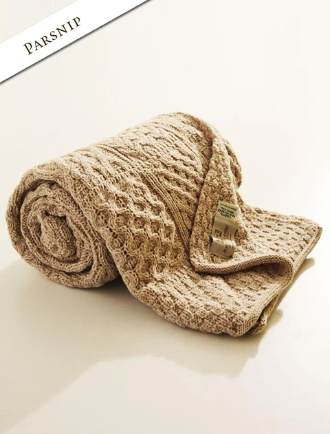 Luxury Merino Patchwork Throw - color: Parsnip; type: Isolated